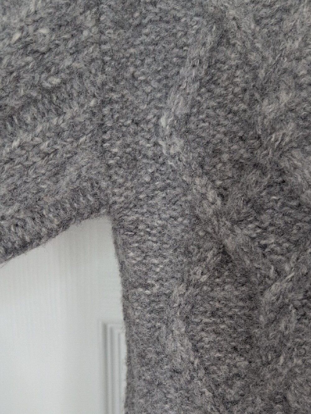 Lucky Brand Gray Cable V-Neck Button Cardigan - Picture 3 of 4